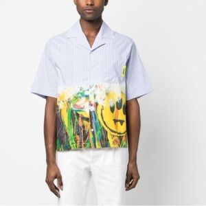 BARROW Shirt Unisex XL Cotton Blend Light Blue Alien Graphic Print Streetwear